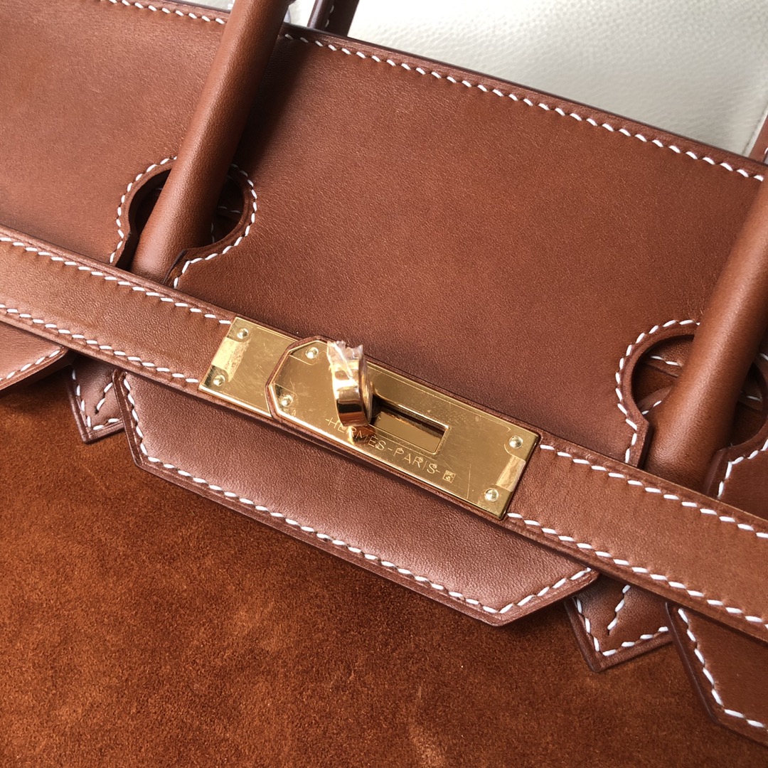 에르메스 버킨백30 골드브라운 금장 스웨이드